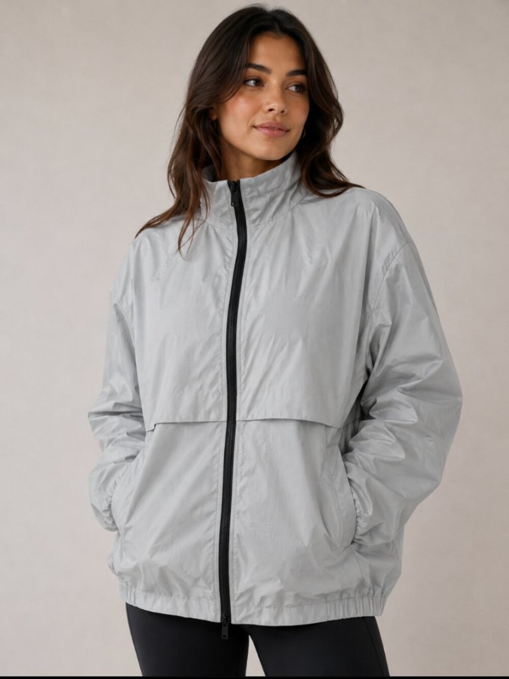 J Lindeberg Melocly Jacket Packable Hooded Full Zip Light Coat Gray Womens Large